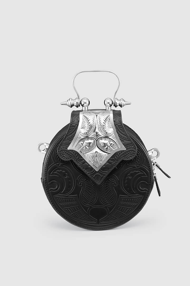 Mini Dome Embossed Black Silver