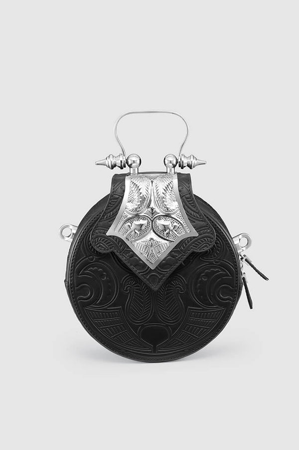 Mini Dome Embossed Black Silver