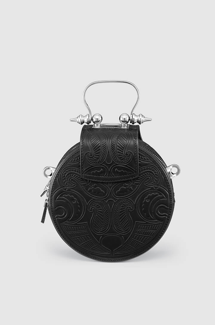 Mini Dome Embossed Black Silver