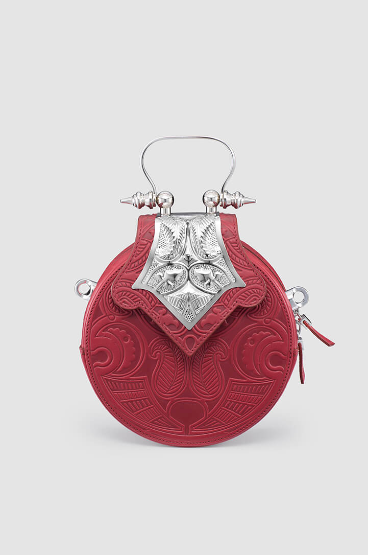 Mini Dome Embossed Burgundy Silver