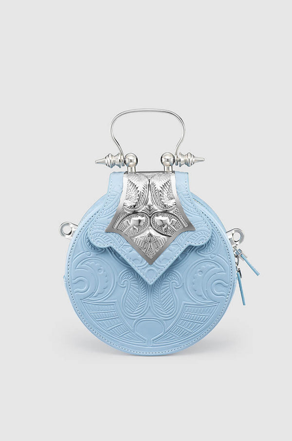 Mini Dome Embossed Sky Blue Silver