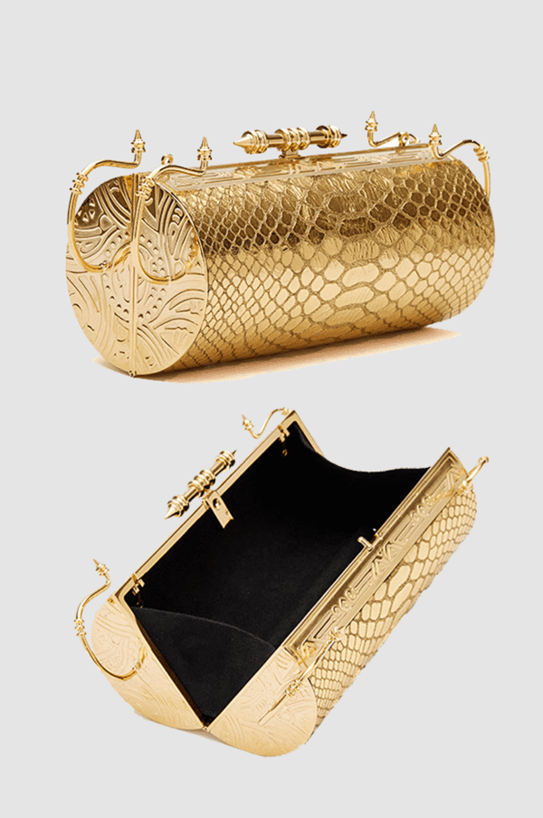 Felucca Gold Python Clutch