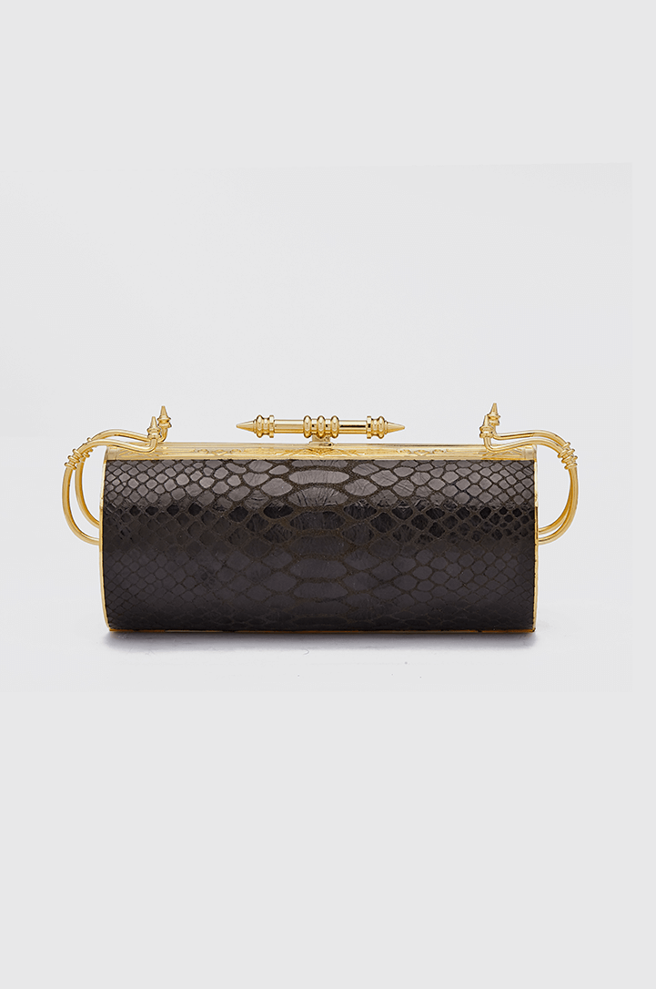 Felucca Black Python Clutch