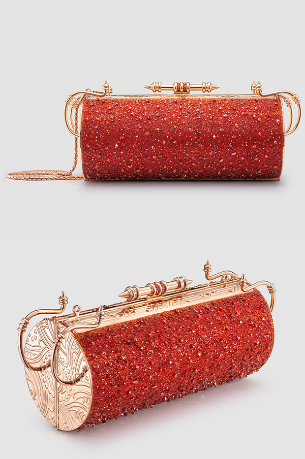 Felucca Red Rose Mesh Swarovski Crystal Clutch