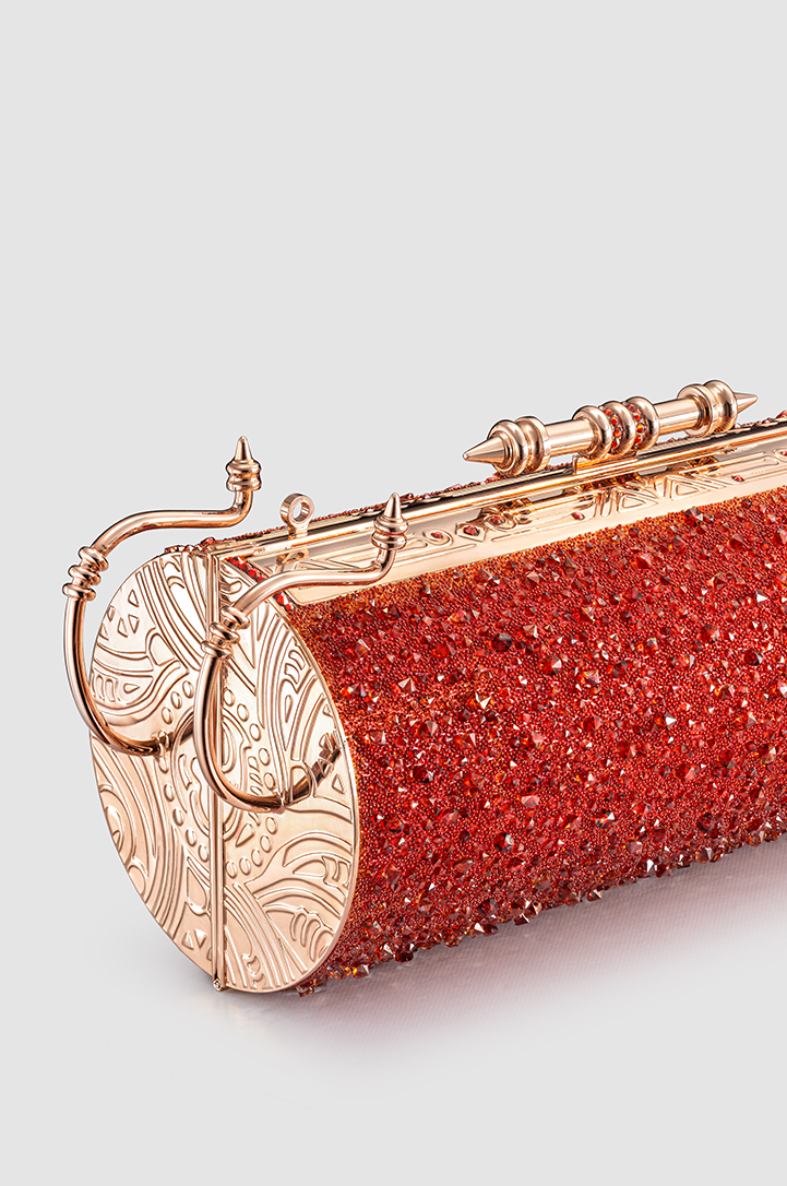 Felucca Red Rose Mesh Swarovski Crystal Clutch