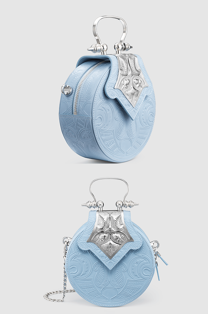 Mini Dome Embossed Sky Blue Silver