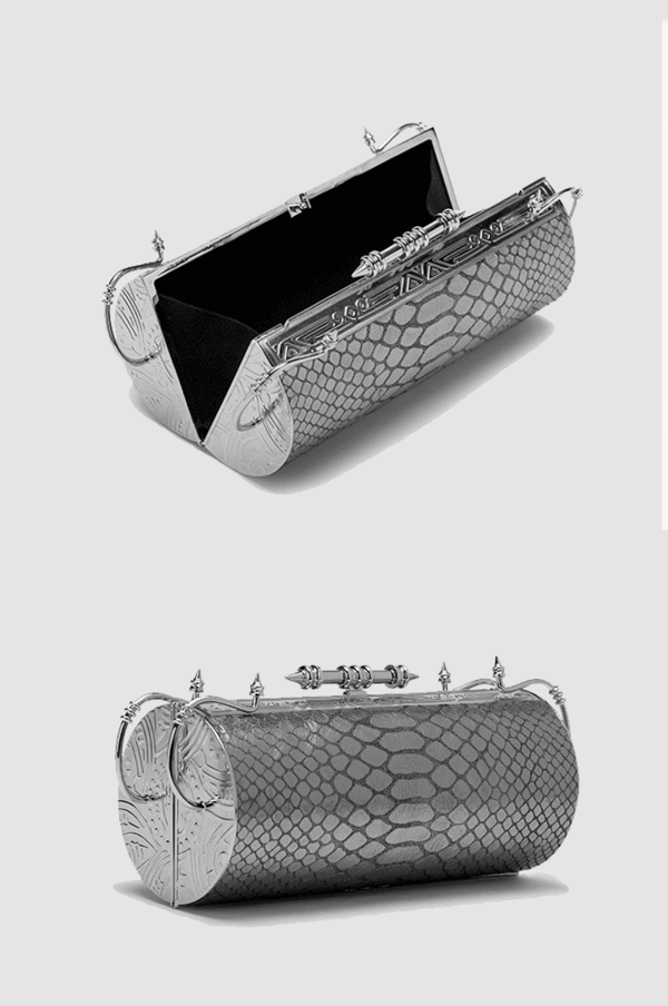 Felucca Silver Python Clutch