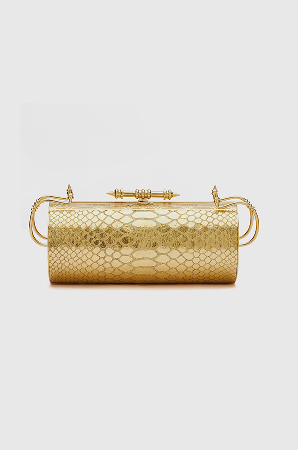 Felucca Gold Python Clutch