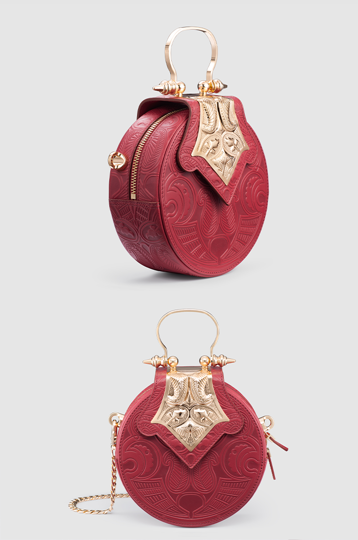 Mini Dome Embossed Burgundy Gold