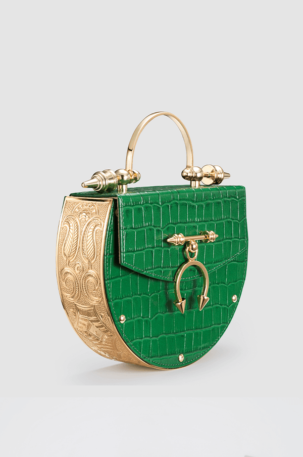 Oak on Brass Green Crocodile