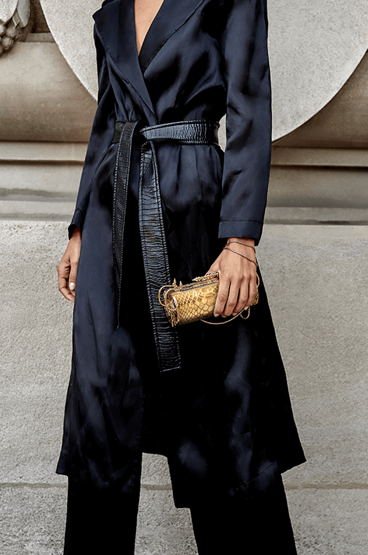 Felucca Gold Python Clutch