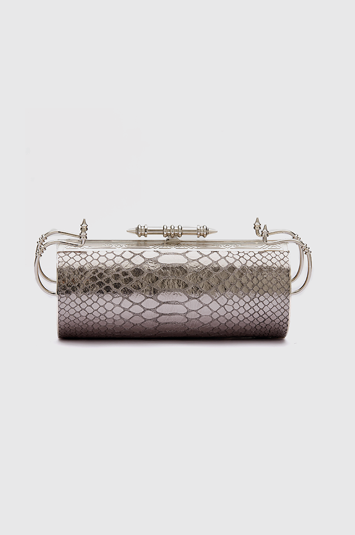 Felucca Silver Python Clutch