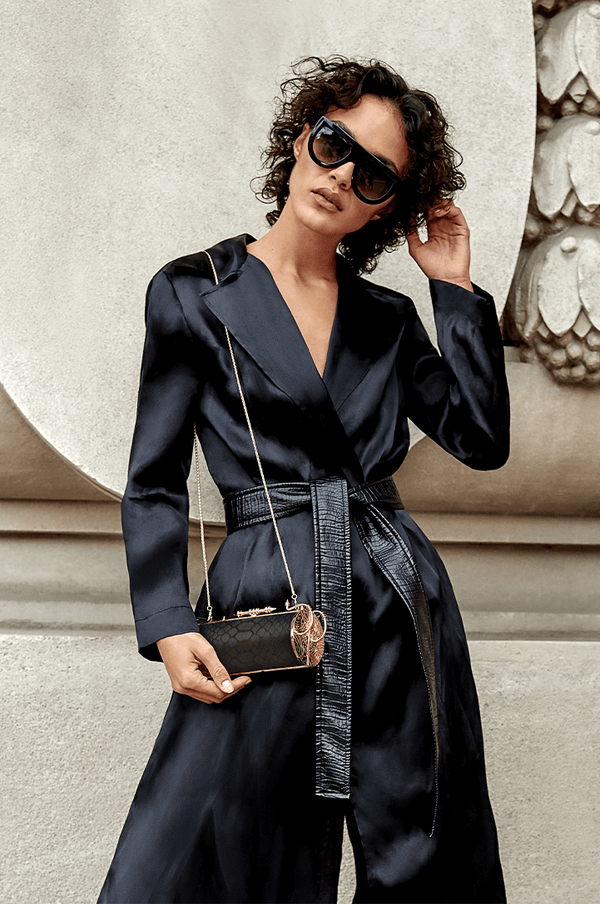 Felucca Black Python Clutch